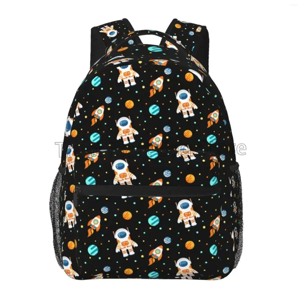 Mochila Dibujos Animados Espacio Impresión Viaje Planetas Negros Universo Mochila Escolar Durable Ligero Senderismo Camping Daypack