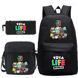 Sac à dos dessin animé TOCA Life World Schoolbag 3pcs Set Girls Boys Rucksack Children School Sac Boca Bookbag Backs Outdoor Backpacks