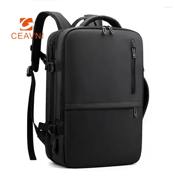 Mochila Ceavni para hombres 2024 laptop de negocios multifuncional USB USB impermeable Backbag casual alumno de hombres clásicos