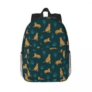 Sac à dos Cheetahs jaune sur un adolescent vert adolescent bookbag dandy sacles scolaires de voyage