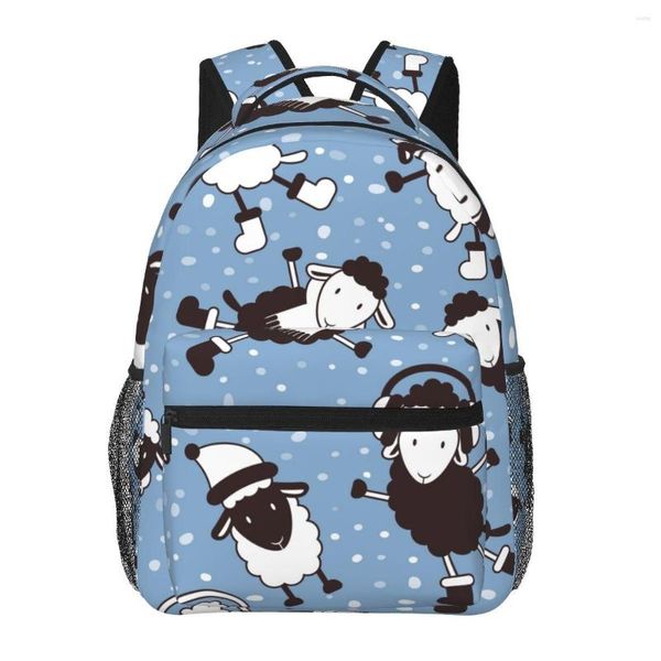 Mochila Navidad lindo patrón de ovejas moda niños niñas bolso de escuela para el libro del estudiante adolescente