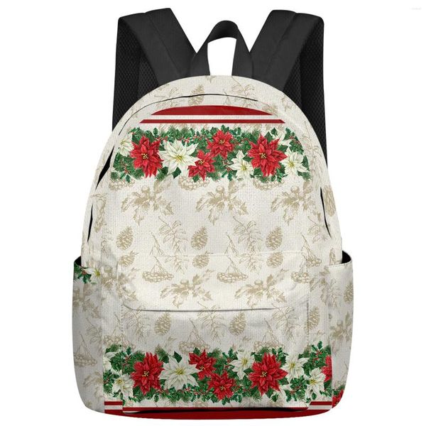 Sac à dos fleurs de Noël flocons neige