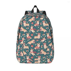 Rugzak Kerstcadeau Winter Corgis Dieren Vakantie Reizen Rugzakken Vrouwen Kleurrijke Grote Middelbare Schooltassen Kawaii Rugzak