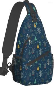 Sac à Dos Arbres de Noël Sacs de Poitrine Vacances de Noël Sac à bandoulière Sac à bandoulière Voyage randonnée Sac à bandoulière décontracté pour Femmes Hommes