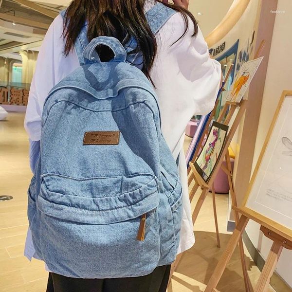 Sac à dos classique Cowboy bleu pour femmes et adolescentes, version coréenne du sac à dos d'université pour filles