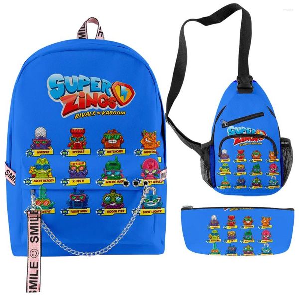 Mochila clásica creativa creativa graciosa superzings 3d impresión 3pcs/set bolsas escolares de estudiantes