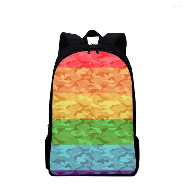 Sac à dos classique nouveauté coloré LGBT pour ordinateur portable, sacs d'école pour élèves, impression 3D Oxford étanche pour garçons/filles, ordinateur portable