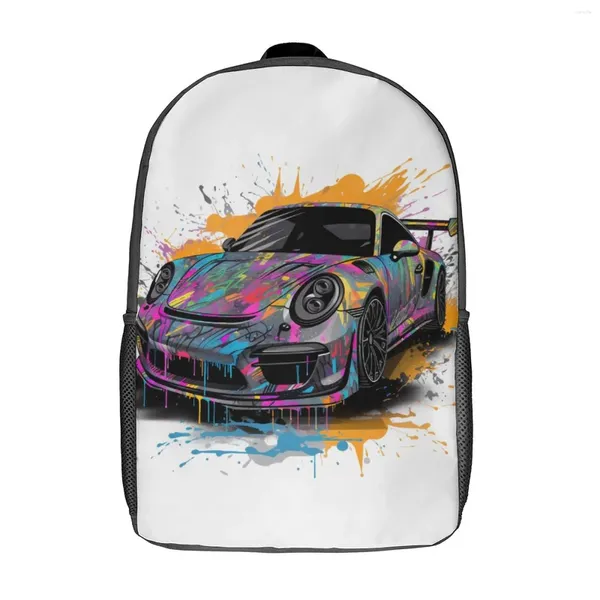 Sac à dos Classic Sports Car Grafitti Psychadelic Streetwear Backpacks Youth Cycling Soft High School Sacs Colorful Rucksack