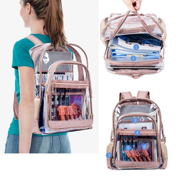 Mochila transparente de PVC, bolsos de hombro femeninos de lujo para mujer, Color caramelo, gelatina, estilo universitario, escuela