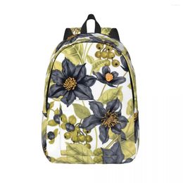 Rugzak clematis bloemen unisex reistas schoolbag bookbag mochila