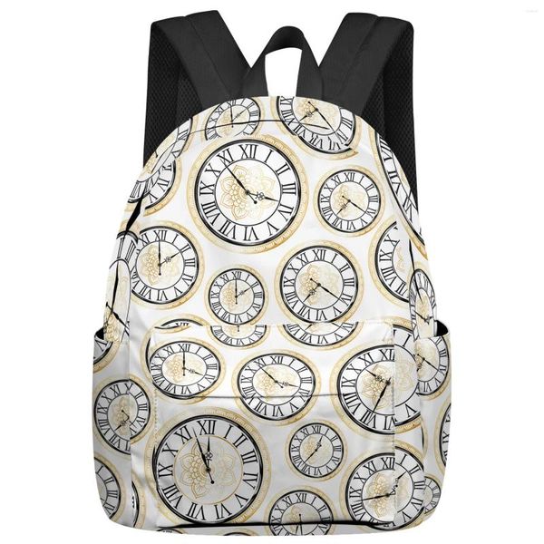 Mochila en el sentido de las agujas del reloj, diseño de reloj de mano, gradiente, bolsas escolares para estudiantes, portátil, personalizado, para hombres y mujeres, Mochila de viaje