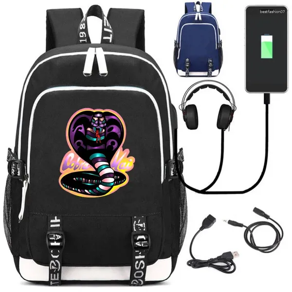 Backpack Cobra Kai: La saga Karate Kid continue USB Charge des sacs d'école mochila loisirs