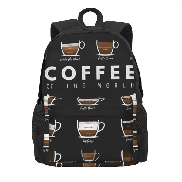 Backpack Coffee Types Fashion Children School Sac Sac à sacs à dos