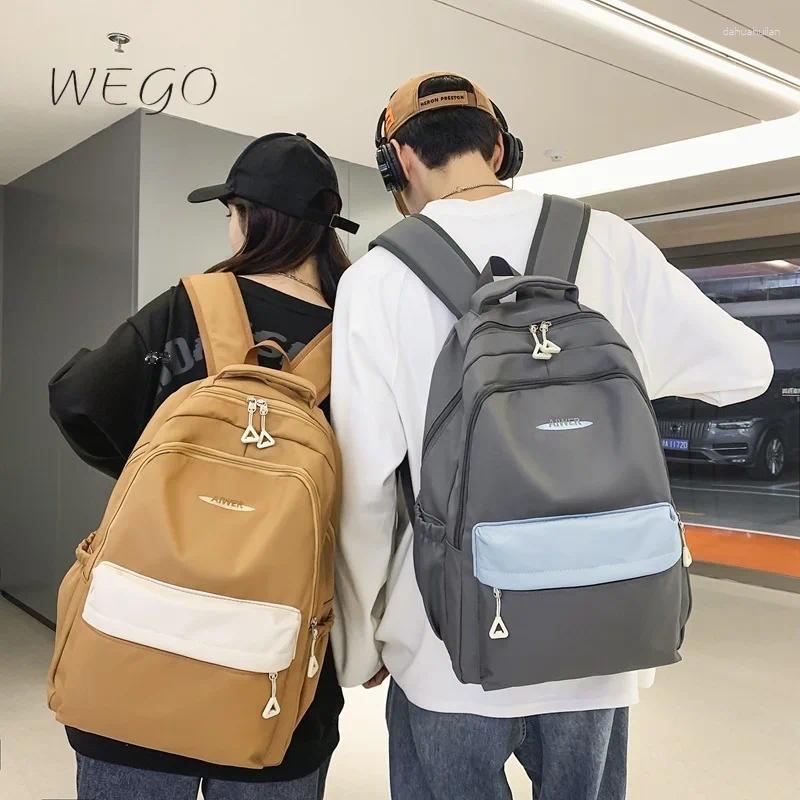 Backpack College Female Male Men Couple Students' Schoolbags Large-capacity Daily Color Matching Pocket Shoulder Bag