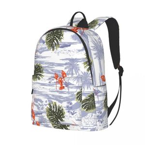 Rugzak College Schooltas Casual Kreeft Tropische bladeren op de monotone oceaan Boek Packbag voor tieners Reisschouder