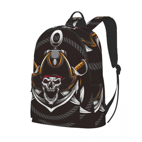 Sac à dos College School Bag Casual Screaming Skull Pirate Book Packbag Pour Adolescent Voyage Épaule