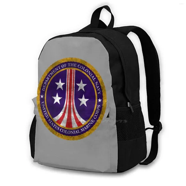 Sac à dos colonial marines emblème sac à dos en détresse pour les adolescents scolaires des filles de voyage sacs