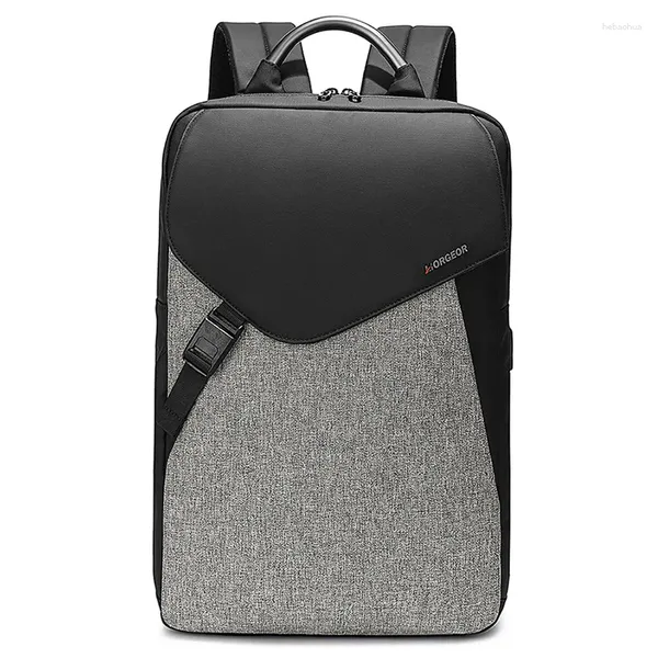 Mochila Cool Black Men's Impermeable Gran capacidad Viaje USB Carga al aire libre Business Laptop Bag School