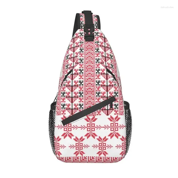 Mochila Cool Palestina Cruz Bordado Sling Crossbody Hombres Palestino Árabe Tatreez Hombro Pecho Bolsas para viajar