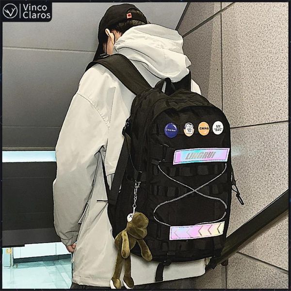 Mochila Cool Reflection Unisex Impermeable Táctico Hombres de gran capacidad Viajes S Male Mochila Hip Hop Bolsas Boy