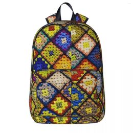 Rugzak gehaakte oma vierkante patroon boy girl bookbag studenten school tas cartoon kinderen rugzak laptop schouder