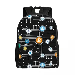 Sac à dos Crypto-monnaie Altcoin Blockchain Ethereum School College Sacs de voyage Femmes Hommes Bookbag Fit 15 pouces ordinateur portable