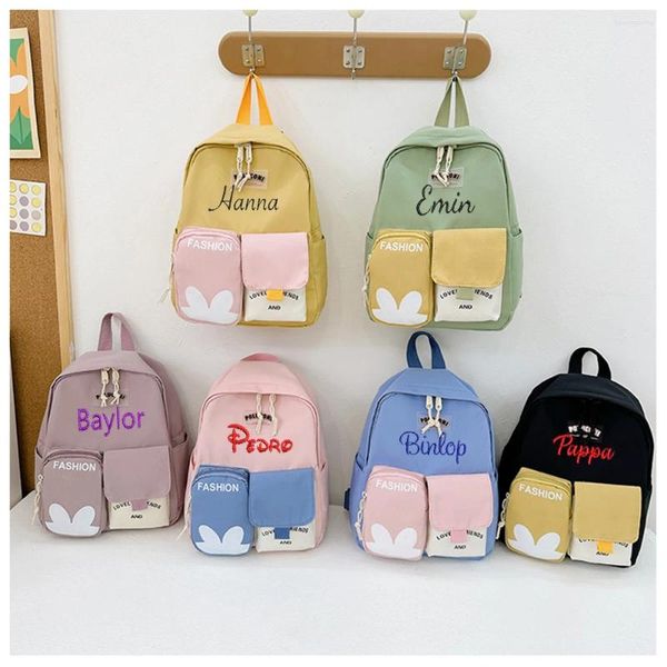 Mochila personalizada linda y ligera para niños de jardín de infantes, niñas, bolsa de regalo para refrigerios al aire libre con estilo bordado para niños