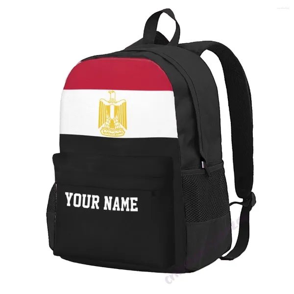 Sac à dos Nom personnalisé Polyester drapeau égyptien pour hommes femmes de voyage Sac de voyage étudiants de randonnée camping