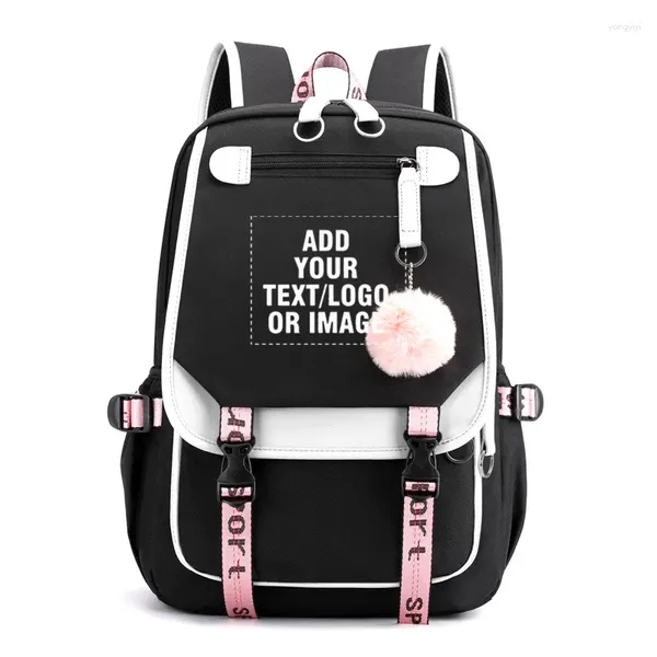 Sactual Custom avec votre propre casque USB Hole Multifonction Mentime Mentide Fomes Student Schoolbag Travel Personnalisez les sacs