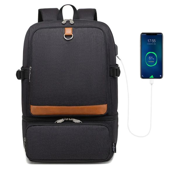 Mochila Personalice su logotipo Compartimento para mochila para computadora portátil Mochilas impermeables USB Bolsas más frescas Senderismo al aire libre Bolsa de almuerzo con aislamiento térmico