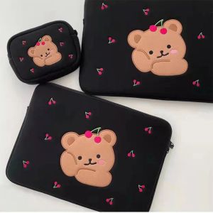 Sac à dos mignon dessin animé cerise ours 13 pouces sac à manches pour ordinateur portable pour Mac Ipad Pro 9.7 10.2 13.3 15.6 pouces tablette intérieure pochette iPad Air 4