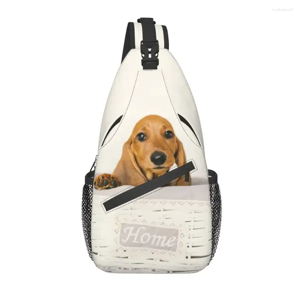 Sac à dos mignon mignon dck-tache à imprimé chien sac à écharpe pour les hommes de voyage de saucisse badger chiens poitrine poitrine crossbody épaule sac à dos