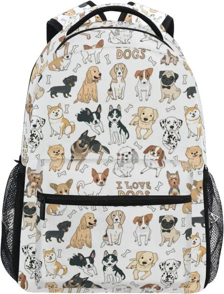 Mochila Lindo Doodle Perro Estampado Animal Mochila Grande para niños Niñas Estudiantes de la Escuela Computadora portátil Personalizada iPad Tableta Mochila Escolar de Viaje