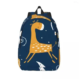 Sac à dos mignon girafe endormie et ciel étoilé, sac de voyage unisexe, cartable cartable Mochila