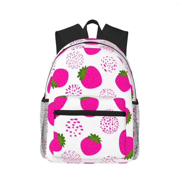 Mochila Lindo Fresa Gran Capacidad Cuaderno Escolar Moda Impermeable Ajustable Viaje Deportes