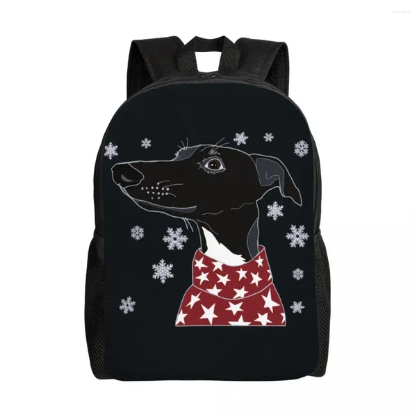 Sac à dos mignon hiver Whippet ordinateur portable femmes hommes mode Bookbag pour les étudiants de l'école Lurcher Greyhound chien sacs