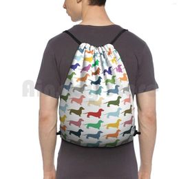 Sac à dos teckels sacs à cordon sac de sport imperméable Cool tendance couleur couleur teckel saucisse chien Wiener Lowrider