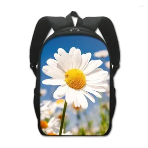 Mochila con estampado de margaritas y flores para adolescentes, niños y niñas, bonitas bolsas escolares, mochila para estudiantes de primaria