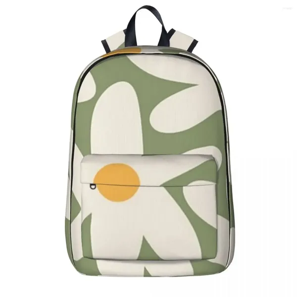 Sac à dos Daisy Time rétro motif Floral vert Beige moutarde sacs à dos garçon filles Bookbag étudiants décontractés sacs d'école sac à dos pour ordinateur portable