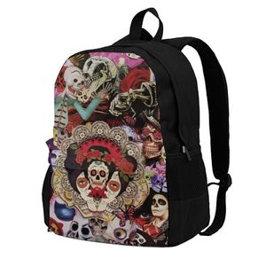 Mochila Baila Conmigo Día De Los Muertos Mochilas Mexicano Tradicional Grande Único Poliéster Viaje Unisex Bolsas 184w