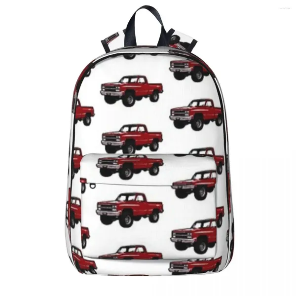 Mochila rojo intenso 80s 4x4 C camión mochila para niña niña boba de libros bolsos escolares dibujos animados mochil