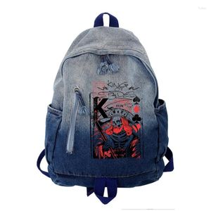 Rugzak Denim School Tiener Grappige Schedel Patroon Gedrukt Dames Vrouwen Rugzakken Reistas Hip Hop Man Harajuku