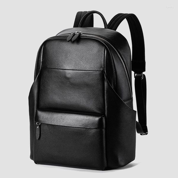 Mochila DIDE marca Laptop cuero genuino 15 pulgadas antirrobo mochilas escolares impermeables hombres bolsa de viaje de negocios