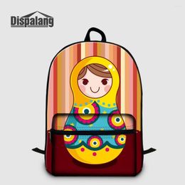 Sac à dos Dispalang femmes voyage sac à bandoulière russe poupées gigognes Matryoshka poupée imprime ordinateur portable toile école pour collège