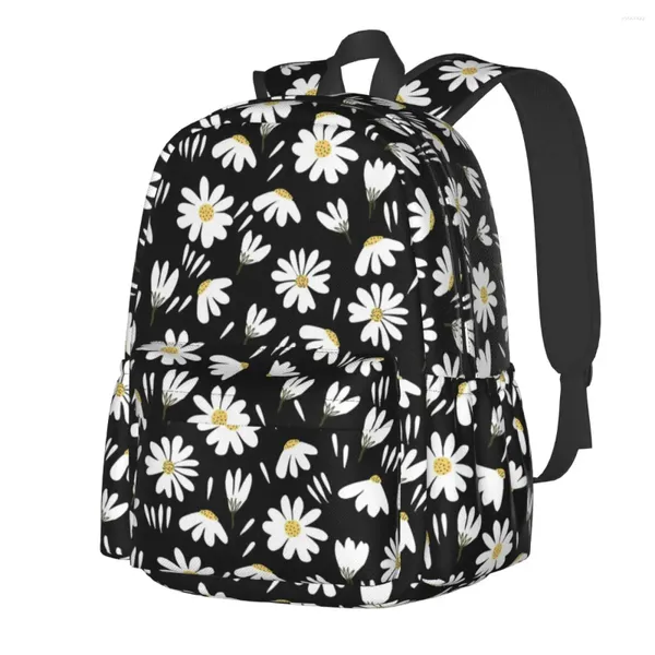 Sac à dos Ditsy Floral fleurs blanches imprimé sacs à dos amusants femmes voyage sacs d'école légers sac à dos coloré