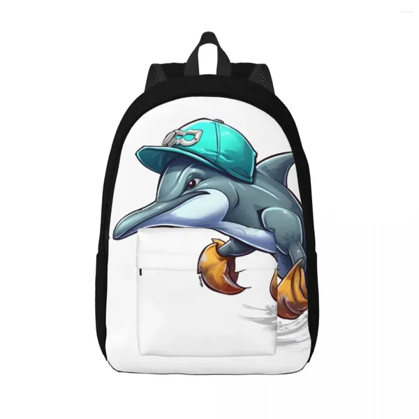 Mochila mochila de lienzo de delfines mochilas estilo dibujo estilo transpirable bolsas de festival