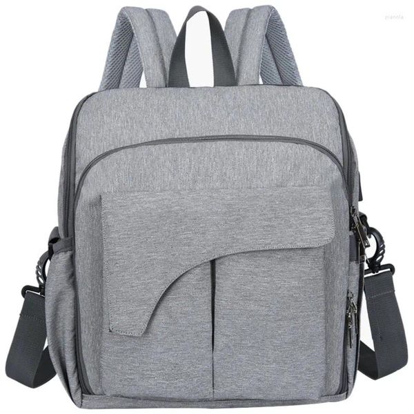 Mochila DOME Bolsa de bebé Maternidad para bolsas grandes Pañales Mamá Pañal Mochila momia 2 en 1 (Gris)