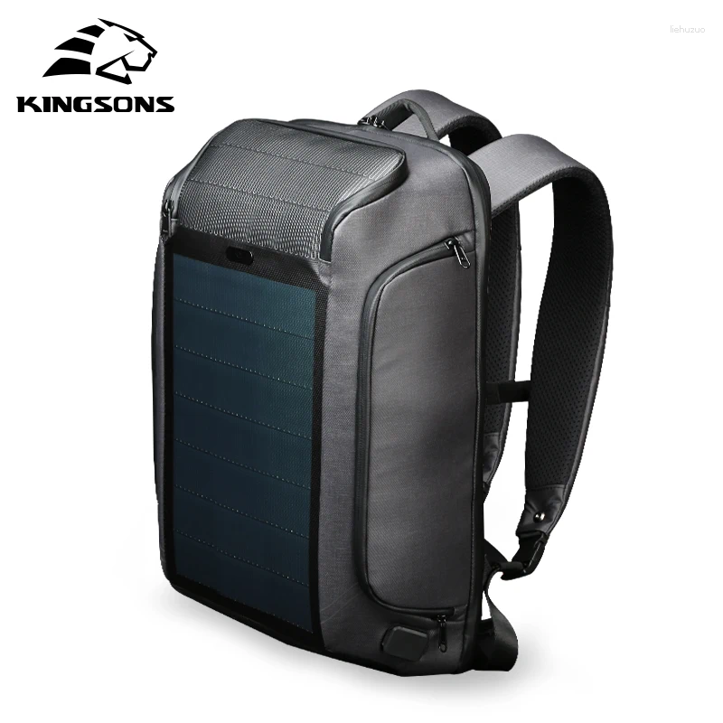 Mochila (caída) Kingson Men Beam Panel solar USB Carga USB Anti-theft/ Waterproof/ 15,6 pulgadas Laptop macho