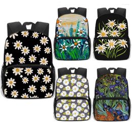 Rugzak Edelweiss / Irises Daisy Flower Print Children School Tassen Pretty Butterfly Backpacks For Girls Boy Kindergarten Bookbag cadeau