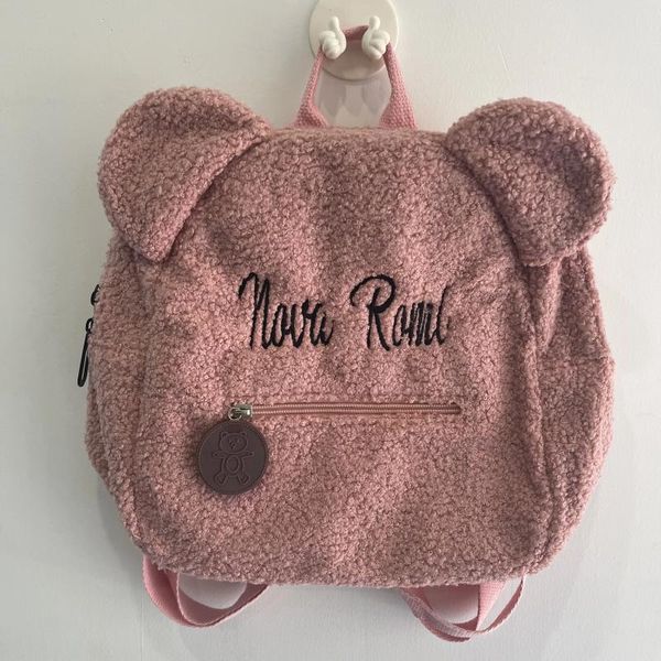 Sac à dos avec nom brodé, ours en peluche léger pour enfants de la maternelle, sac cadeau personnalisé pour garçons et filles